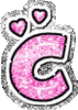 GIF animado (33362) Letra c corazones glitter rosa
