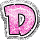 GIF animado (33363) Letra d corazones glitter rosa