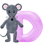 GIF animado (32077) Letra d raton gris