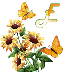 GIF animado (36944) Letra e flores mariposas