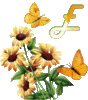 GIF animado (36944) Letra e flores mariposas