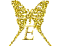 GIF animado (30455) Letra e mariposa oro