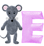 GIF animado (32078) Letra e raton gris