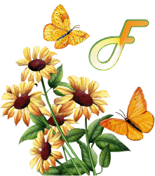GIF animado (36945) Letra f flores mariposas