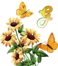 GIF animado (36946) Letra g flores mariposas