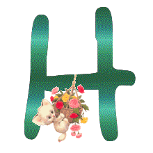 Imagen GIF de Letra h osito romantico animado