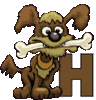 GIF animado (31685) Letra h perro hueso