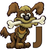 GIF animado (31687) Letra j perro hueso