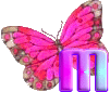 GIF animado (30606) Letra m mariposa rosa