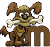 GIF animado (31690) Letra m perro hueso