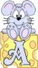 GIF animado (32112) Letra mayuscula a raton queso