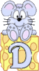 GIF animado (32115) Letra mayuscula d raton queso