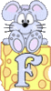 GIF animado (32117) Letra mayuscula f raton queso