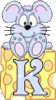 GIF animado (32122) Letra mayuscula k raton queso