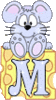 GIF animado (32124) Letra mayuscula m raton queso