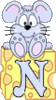 GIF animado (32125) Letra mayuscula n raton queso