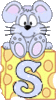 GIF animado (32130) Letra mayuscula s raton queso