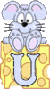 GIF animado (32132) Letra mayuscula u raton queso