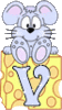GIF animado (32133) Letra mayuscula v raton queso