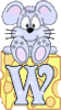 GIF animado (32134) Letra mayuscula w raton queso