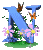GIF animado (36874) Letra n azul flores