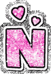 GIF animado (33373) Letra n corazones glitter rosa