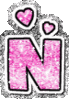 GIF animado (33373) Letra n corazones glitter rosa