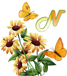 GIF animado (36953) Letra n flores mariposas