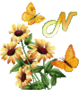 GIF animado (36953) Letra n flores mariposas