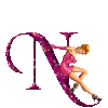 GIF animado (34135) Letra n mujer glitter