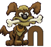 GIF animado (31691) Letra n perro hueso
