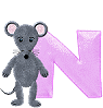 GIF animado (32086) Letra n raton gris