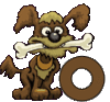 GIF animado (31692) Letra o perro hueso