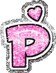 GIF animado (33375) Letra p corazones glitter rosa