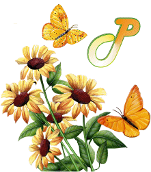GIF animado (36955) Letra p flores mariposas