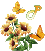 GIF animado (36955) Letra p flores mariposas