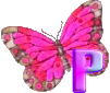 GIF animado (30609) Letra p mariposa rosa