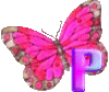 GIF animado (30609) Letra p mariposa rosa