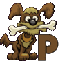 GIF animado (31693) Letra p perro hueso