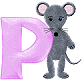 GIF animado (32088) Letra p raton gris