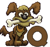 GIF animado (31694) Letra q perro hueso