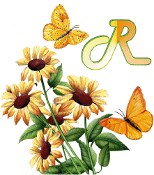 GIF animado (36957) Letra r flores mariposas