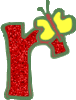 GIF animado (33995) Letra r glitter mariposa