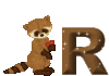 GIF animado (30330) Letra r mapache