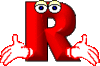 GIF animado (44335) Letra r roja manos