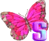 GIF animado (30612) Letra s mariposa rosa