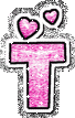 GIF animado (33379) Letra t corazones glitter rosa
