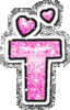 GIF animado (33379) Letra t corazones glitter rosa
