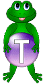 Imagen GIF de Letra t rana verde animado