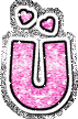 GIF animado (33380) Letra u corazones glitter rosa